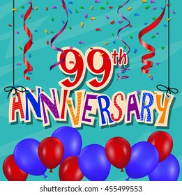 Anniversary celebration background with confetti and balloon