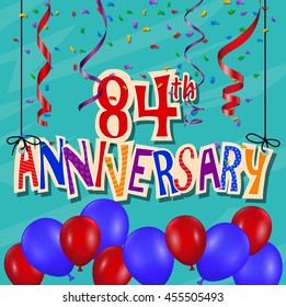Anniversary celebration background with confetti and balloon