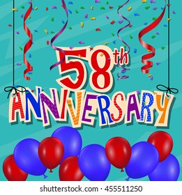 Anniversary celebration background with confetti and balloon