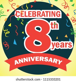 anniversary celebration background. eighth year of wedding, birthday company. vector illustration

