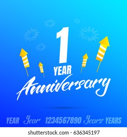 Anniversary celebration background. Anniversary set of numbers, festive elements and decorations