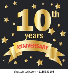 anniversary celebration background. tenth year of wedding, birthday company. vector illustration
