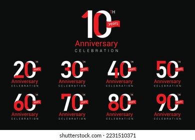 Anniversary Celebration creative number vector design.