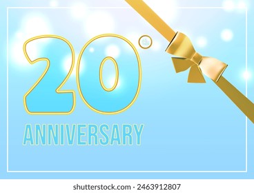 Anniversary celebration date number golden outline with a bow flyer horizontal