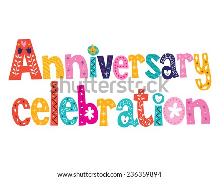 Anniversary celebration decorative lettering text design