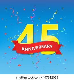 Anniversary celebration design. 45 years anniversary. 