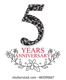 Anniversary Celebration Design with decorative Floral elements
