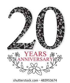Anniversary Celebration Design with decorative Floral elements