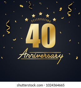 Anniversary celebration design with gold confetti