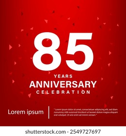 Anniversary celebration emblem. White anniversary logo on red gradient background. Happy anniversary banner template design for web, poster, flyers, greeting card and invitation card.