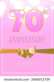 Anniversary celebration flyer 3d golden outline age number with bow decor