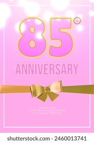 Anniversary celebration flyer 3d golden outline age number with bow decor