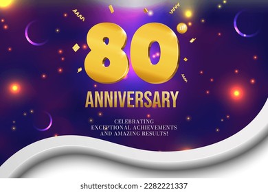Anniversary celebration golden numbers cover design glowing party background