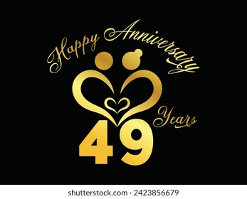 Anniversary celebration. Golden numbers with sparkling confetti, stars, glitters and streamer ribbons. Vector festive illustration. Realistic 3d sign. Party event decoration