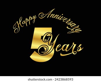 Anniversary celebration. Golden numbers with sparkling confetti, stars, glitters and streamer ribbons. Vector festive illustration. Realistic 3d sign. Party event decoration.