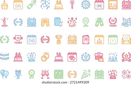 Iconos de aniversario y celebración Icono de Vector simple. Plantilla de diseño de símbolos de ilustración para elemento de interfaz de usuario móvil de Web.