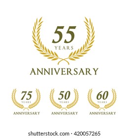 Anniversary celebration logo set, Luxury Laurel wreath vector design