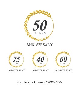 Anniversary celebration logo set, Luxury Laurel wreath vector design