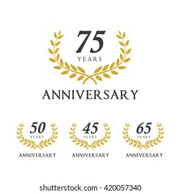 Anniversary celebration logo set, Luxury Laurel wreath vector design