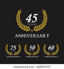 Anniversary celebration logo set, Luxury Laurel wreath vector design