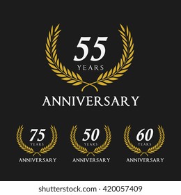 Anniversary celebration logo set, Luxury Laurel wreath vector design