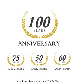 Anniversary celebration logo set, Luxury Laurel wreath vector design