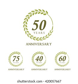 Anniversary celebration logo set, Luxury Laurel wreath vector design