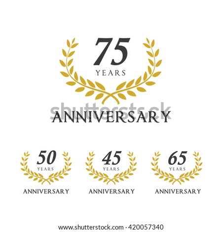 Anniversary celebration logo set, Luxury Laurel wreath vector design
