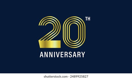anniversary celebration logotype. anniversary logo with golden color isolated on a dark blue background, vector design for greeting card and invitation card