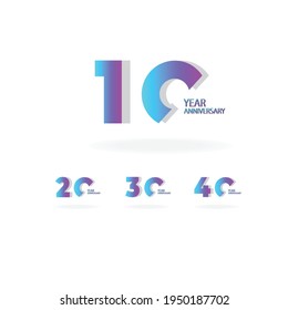 Anniversary Celebration Set Blue Color Vector Template Design Illustration