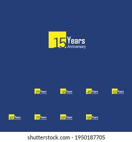Anniversary Celebration Set Blue Color Vector Template Design Illustration