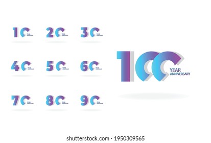 Anniversary Celebration Set Blue Color Vector Template Design Illustration