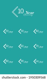 Anniversary Celebration Set Blue Color Vector Template Design Illustration