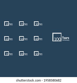 Anniversary Celebration Set Blue Color Vector Template Design Illustration