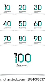 Anniversary Celebration Set Blue Color Vector Template Design Illustration