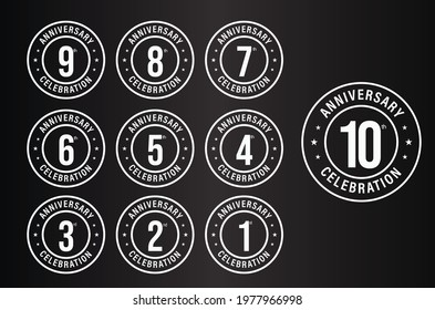anniversary celebration vector icon set isolated on dark background