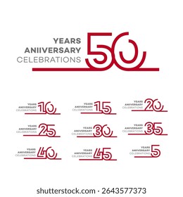 Anniversary Celebrations 5, 10, 15, 20, 25, 30, 35, 40, 45, 50 Years