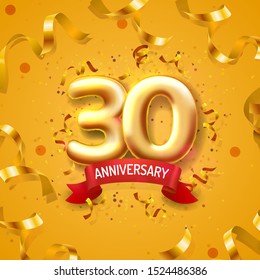 Anniversary ceremony balloons, 30 numbers balloons banner. Vector illustration