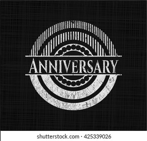 Anniversary chalkboard emblem on black board