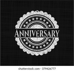 Anniversary chalkboard emblem written on a blackboard