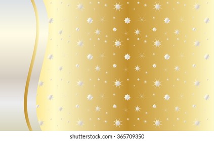 Anniversary. Christmas. Birthday. Holiday event. Wedding Day. Mother day. Sales. Luxury Abstract silver stars, glitter sparkle on gold background. For greeting card, art web print Vector 2023 New Year