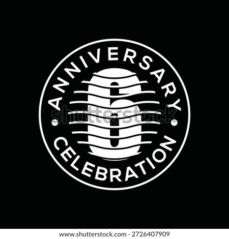 anniversary circle number 6 logo design template. sea waves abstract number design vector icon concept