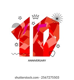 Anniversary concept design. Modern abstract grunge style. Celebration colorful background. Vector illustration