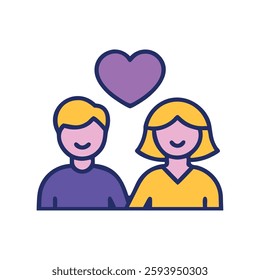Anniversary couple celebration icon style illustration