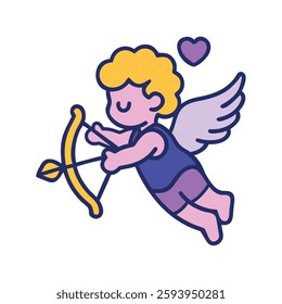 Anniversary cupid love icon style illustration