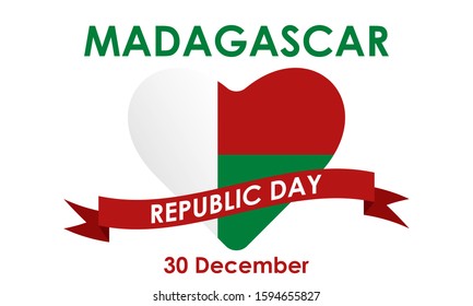 Anniversary of the Democratic Republic of Madagascar, 30 December. Republic Day. Patriotic elements in national colors. Poster, card, banner, background design. Vector illustration EPS 10.