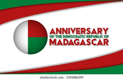 Anniversary of the Democratic Republic of Madagascar, 30 December. Republic Day. Patriotic elements in national colors. Poster, card, banner, background design. Vector illustration EPS 10.