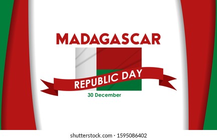 Anniversary of the Democratic Republic of Madagascar, 30 December. Republic Day. Patriotic elements in national colors. Poster, card, banner, background design. Vector illustration EPS 10.