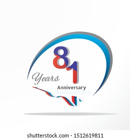 anniversary design with blue and red on white background for celebration elegant