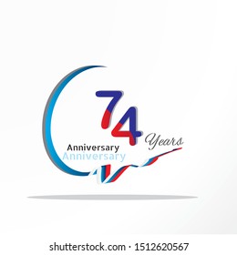 anniversary design with blue and red on white background for celebration elegant